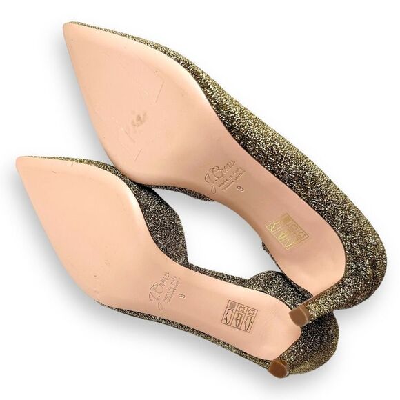 J. Crew Colette d'Orsay Pumps in Lurex Gold Metallic Glitter Heel Women’s Size 9 - Picture 8 of 11